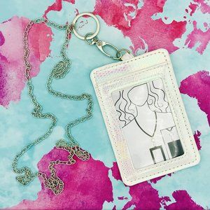 ID Holder Lanyard Keychain Shimmer White